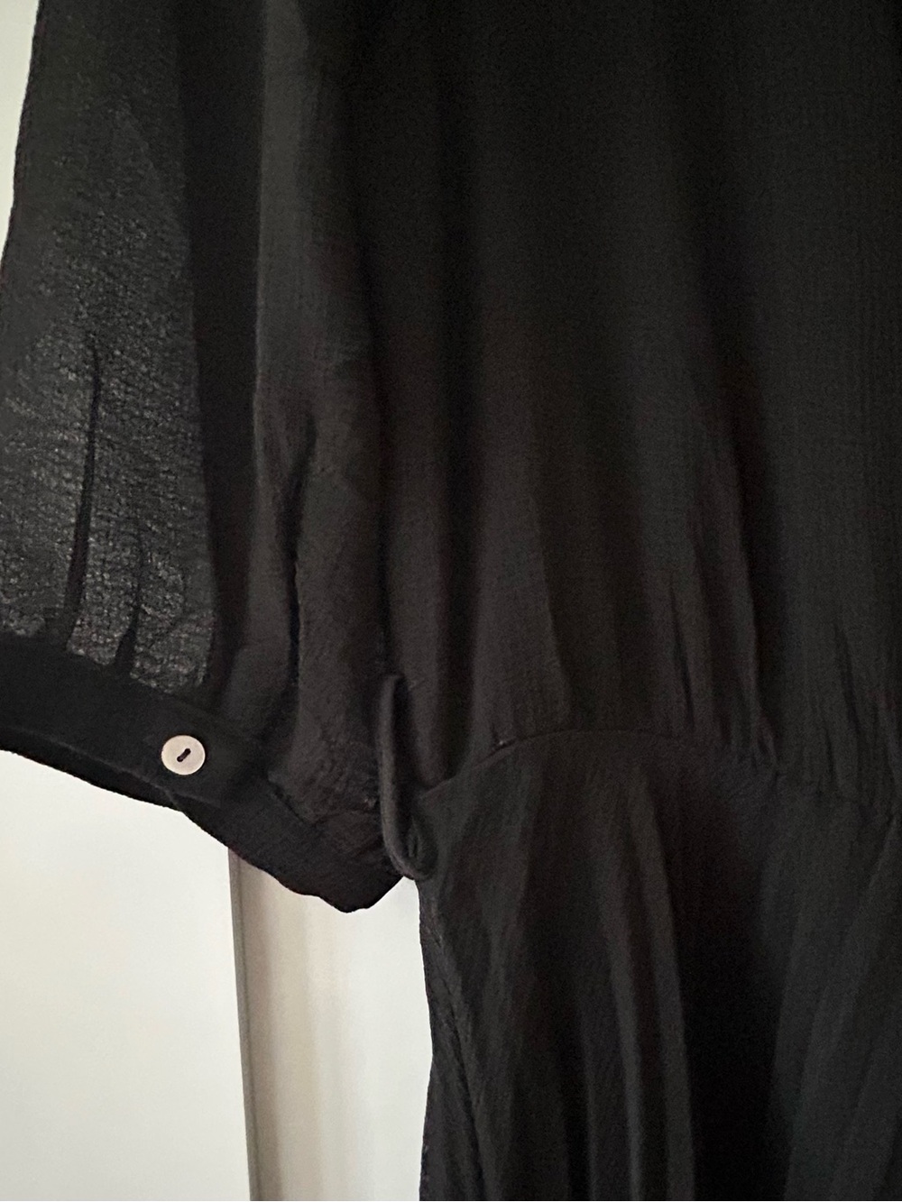 City Chic Black Dress - Sheer Top and Sleeves & Pleated Skirt, Brown Belt - Picture 10 of 14